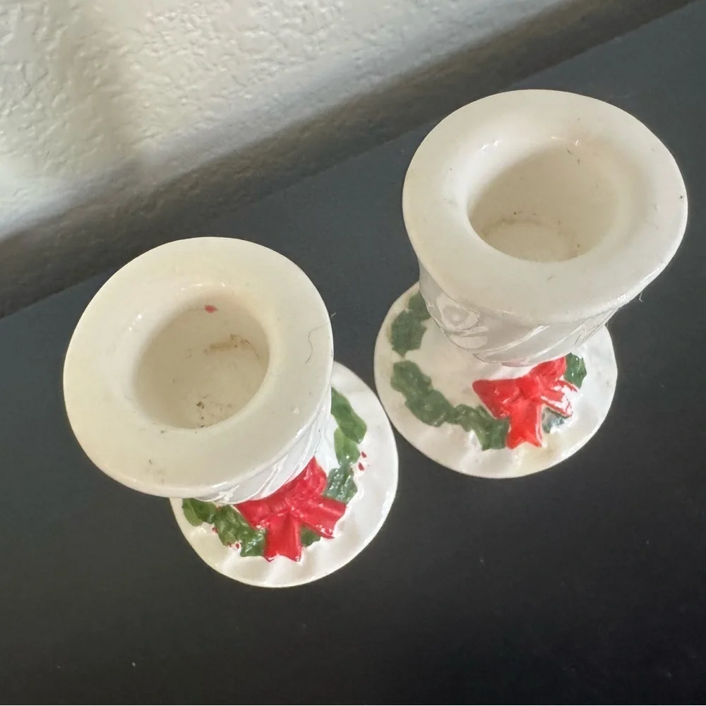 Napcoware Candle Holders with Red Bows